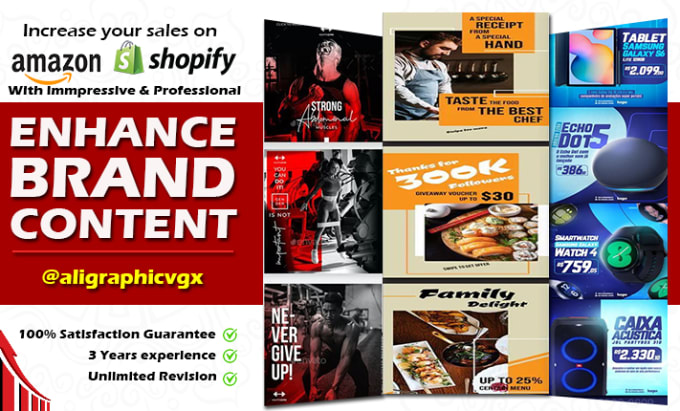 Gig Preview - Design amazon shopify enhanced brand content