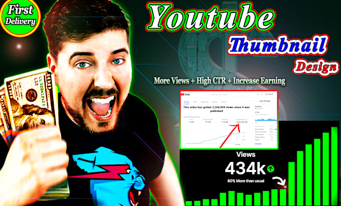 Gig Preview - Design CTR boosting youtube thumbnail design in 3hrs