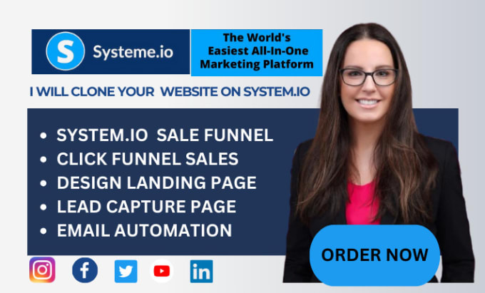 Gig Preview - Do systeme io sales funnel and systeme io landing page, kajabi, samcart