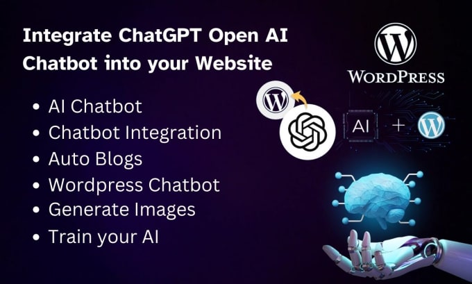 Gig Preview - Integrate chatgpt openai API in wordpress website for auto blogs and ai chatbot