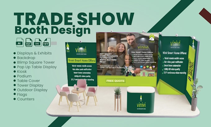 Gig Preview - Design custom trade show booth and backdrop for exhibition