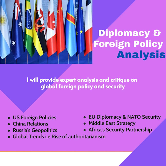 Gig Preview - Provide expert analysis and critique on global foreign policy and security