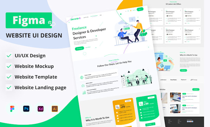 Gig Preview - Design UI UX website, PSD website mockup, figma web template