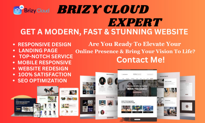 Gig Preview - Create modern beautiful website on brizy cloud brizy pro brizzy cloud builder