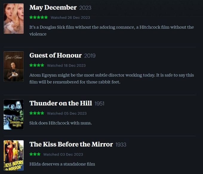 Gig Preview - Watch and review your film on letterboxd