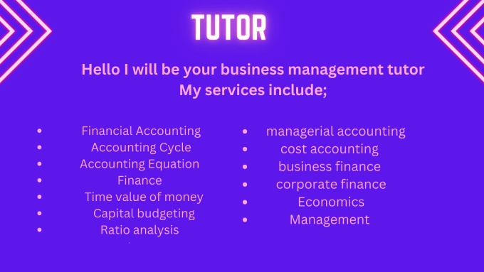 Gig Preview - Be your tutor in accounting finance and economics