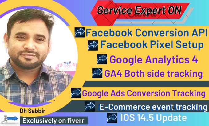 Gig Preview - Setup facebook pixel,fb conversion API,google analytics 4,ga4,ecommerce tracking