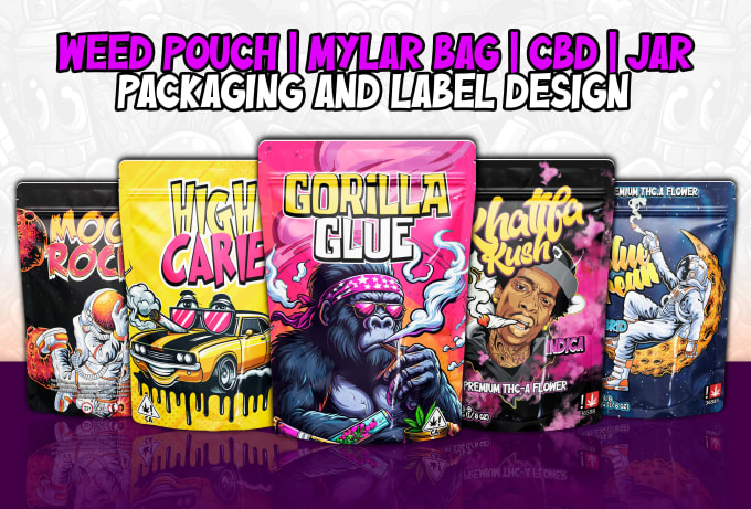 Gig Preview - Design weed pouch, mylar bag, cbd product labels