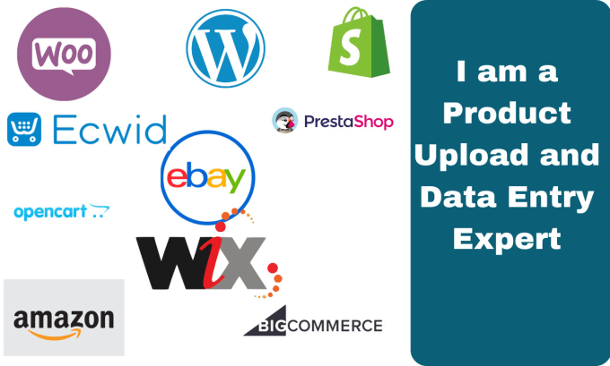 Gig Preview - Do upload products in your shopify woocommerce ebay wix etsy