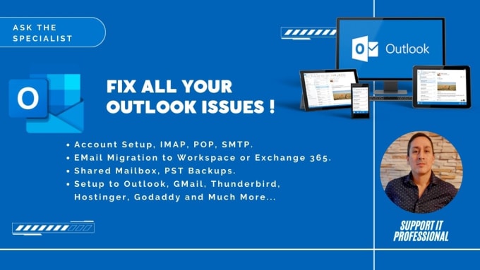 Gig Preview - Your microsoft outlook 365 email issues quickly