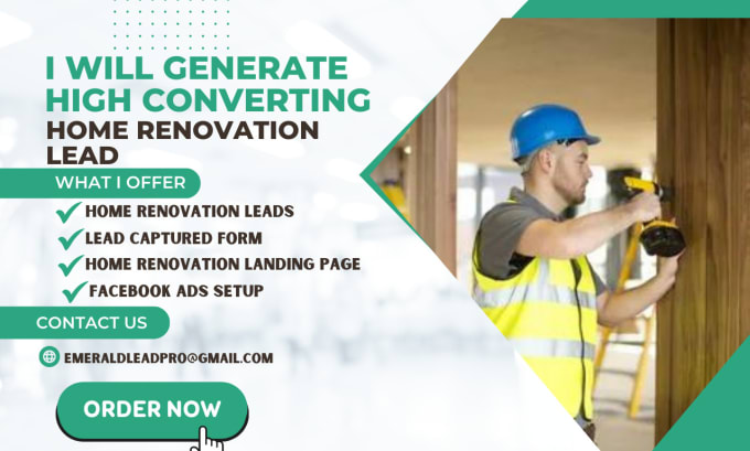 Gig Preview - Generate home renovation leads home improvement leads landing page lead funnel