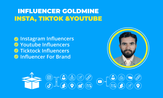 Gig Preview - Find best instagram, youtube, tiktok influencers list for marketing