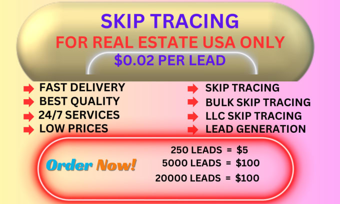 Gig Preview - Do skip tracing for real estate USA only bulk skip tracing