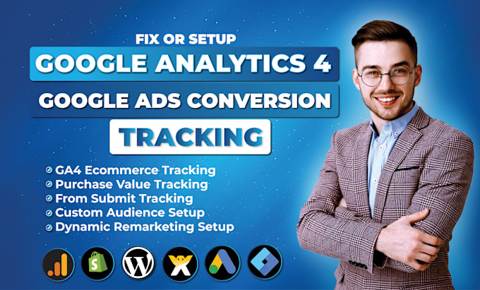 Gig Preview - Setup ga4 ecommerce tracking, google analytics 4, ads conversion tracking by GTM