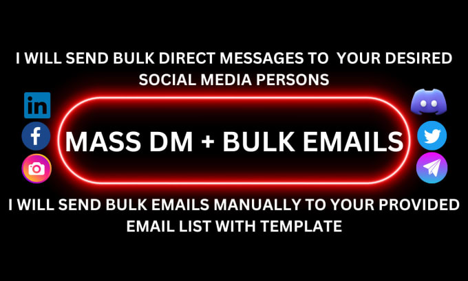 Gig Preview - Do social media direct marketing mass dm and send bulk emails manually marketing