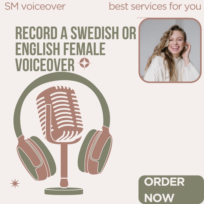 Gig Preview - Record a swedish or english female voiceover