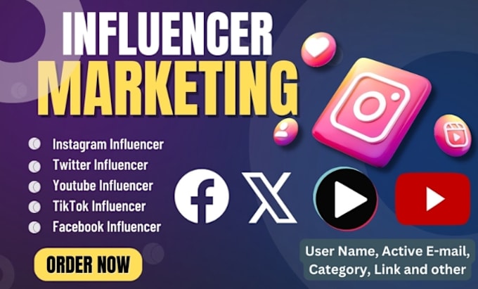 Gig Preview - Do influencer research for instagram, facebook, twitter