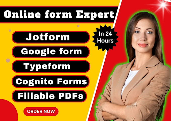 Gig Preview - Create jotform google form type form survey cognito form, fillable pdf form, app