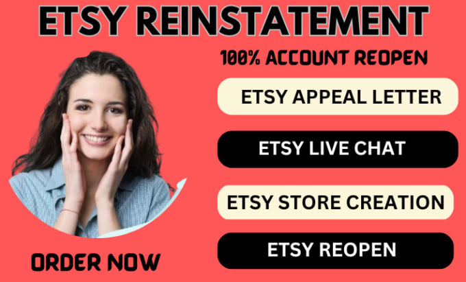 Gig Preview - Do etsy reinstatement, etsy appeal letter for etsy suspension, etsy live chat