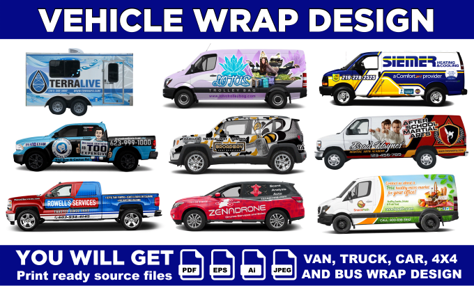 Gig Preview - Do vehicle wrap design, car wrap design, van wrap design, vehicle wrap, van wrap