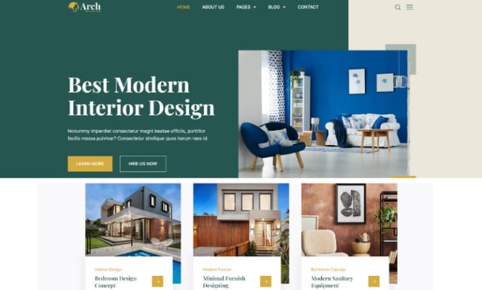 Gig Preview - Design interior design website interior decoration website