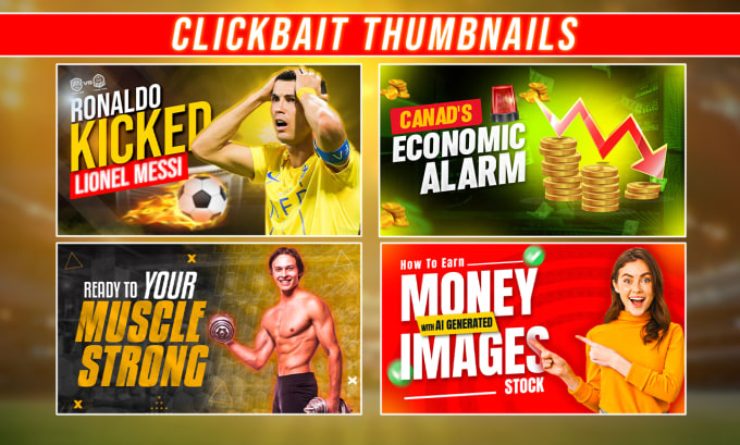 Gig Preview - Design creative clickbait youtube thumbnail with multiple versions