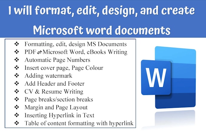 Bestseller - edit, design, format, create and fix microsoft word document , pdf, ebooks too