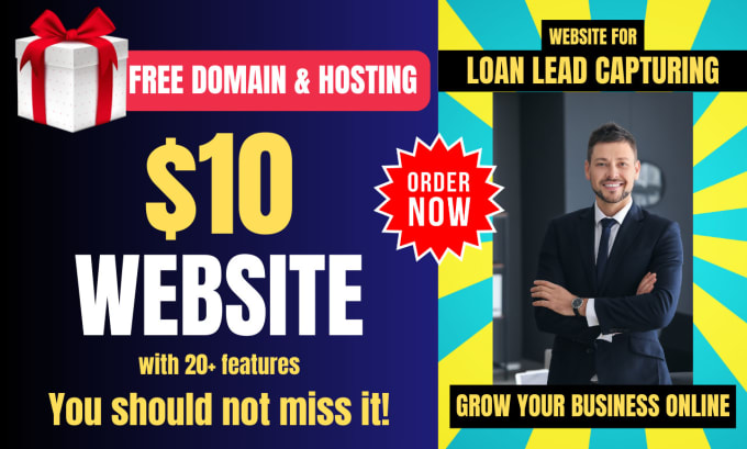 Gig Preview - Create loan lead capturing website, free hosting, free domain