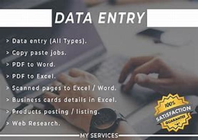 Gig Preview - Data entry excel, copy paste, web research, PDF to excel