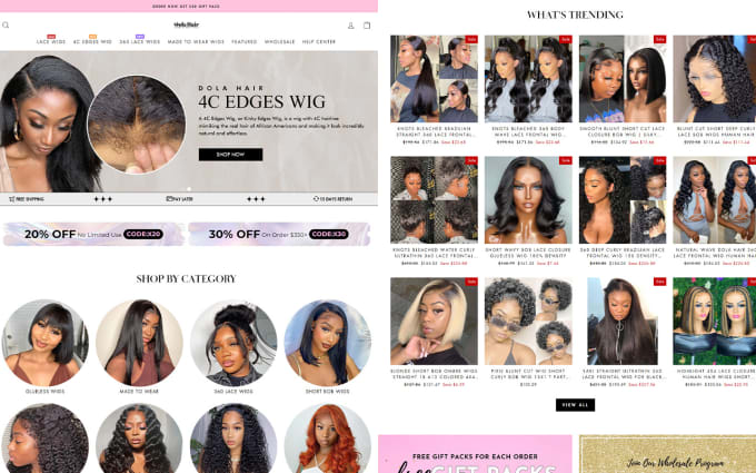 Gig Preview - Design hair extension website hair extension shopify store hair extension store