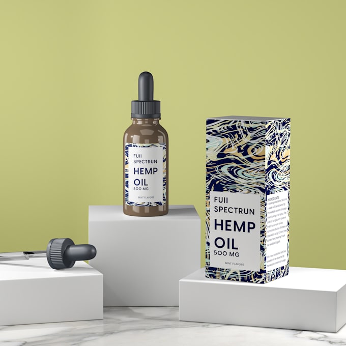 Gig Preview - Cbd, cannabis, hemp, tincture packaging box for your product, label