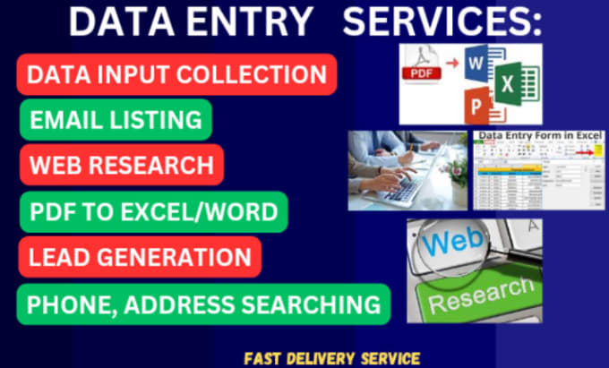 Gig Preview - Do data entry, collect files and transfer to word, spredsheet