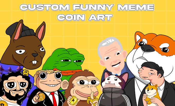 Gig Preview - Draw funny custom meme coin art for your website and social media