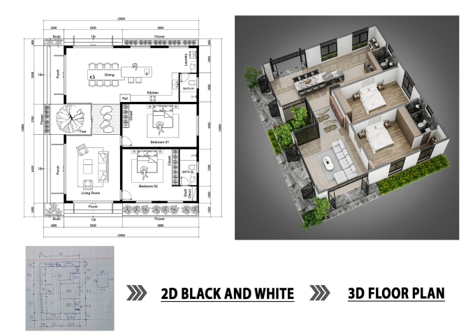 Gig Preview - Redraw or design 2d and 3d floor plan