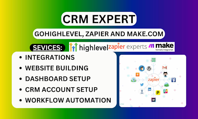 Gig Preview - Automate ghl, gohighlevel, zapier, make com expert, crm workflow