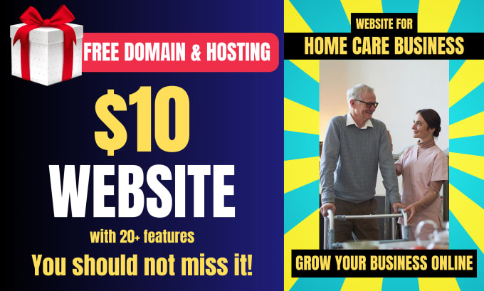 Gig Preview - Create a home care website, free hosting, free domain name