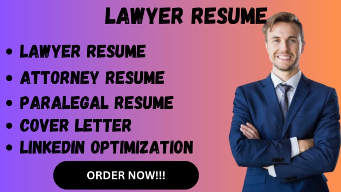 Gig Preview - Write and edit lawyer resumes, legal, attorney resume and cover letter