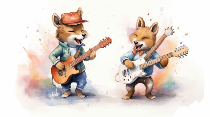 Gig Preview - Watercolor animal illustrations for children activity book, cartoon animals