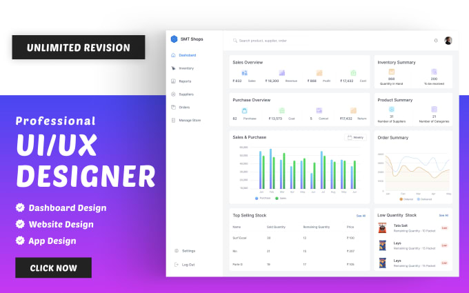 Gig Preview - Design dashboard, web app and app, UX UI in figma