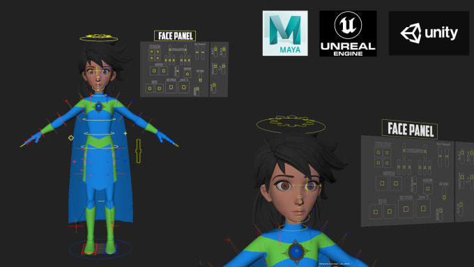 Gig Preview - Do character rigging for maya, unreal, ue mannequin