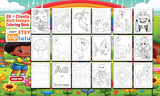 Gig Preview - Draw children or adults coloring page for your KDP business