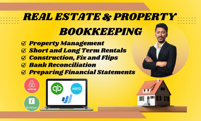 Gig Preview - Do real estate bookkeeping and property management in quickbooks, xero, airbnb