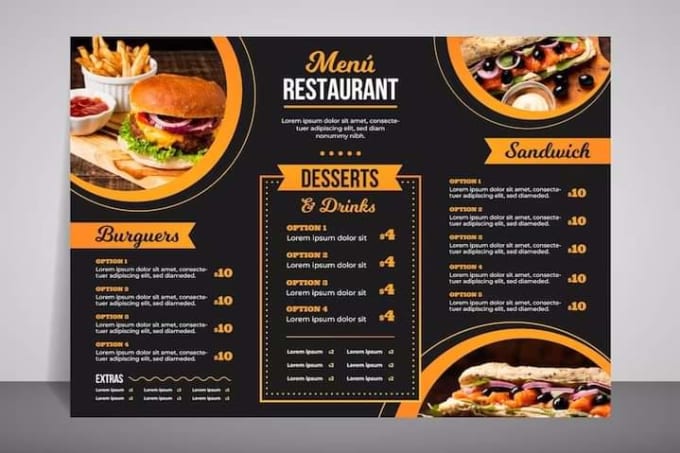 Gig Preview - An amazing menu design, food menu, restaurant menu design