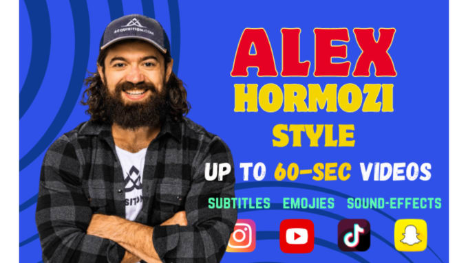 Gig Preview - Edit your shorts, reels and tiktok just like alex hormozi