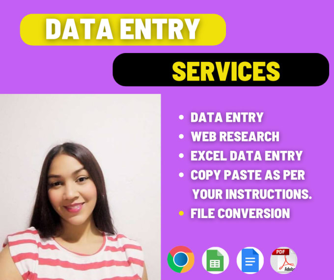 Gig Preview - Your virtual assistant for data entry