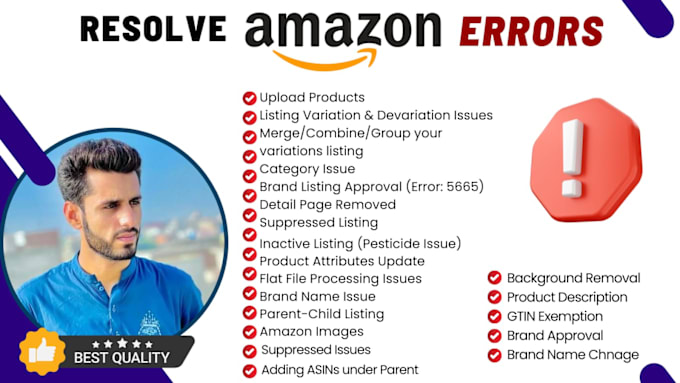 Bestseller - fix amazon product listing errors and listing variation issues, amazon va