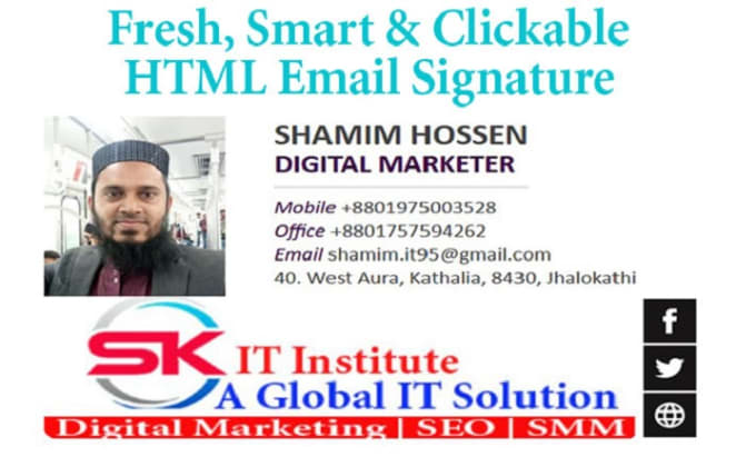 Gig Preview - Clickable email signature HTML signature outlook gmail signature business card