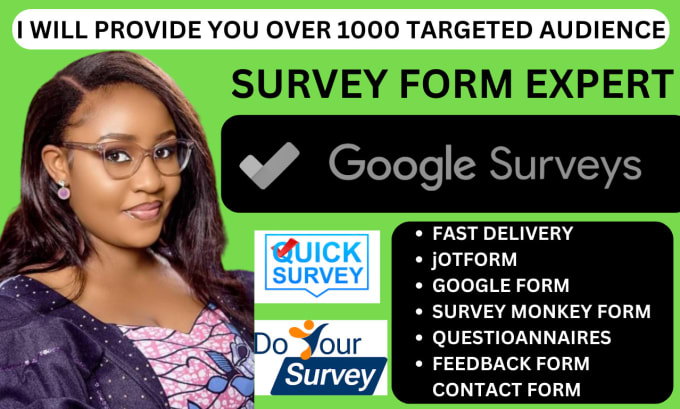 Gig Preview - Draw 5000 targeted respondents, questionnaires, typeform, jotform, google form