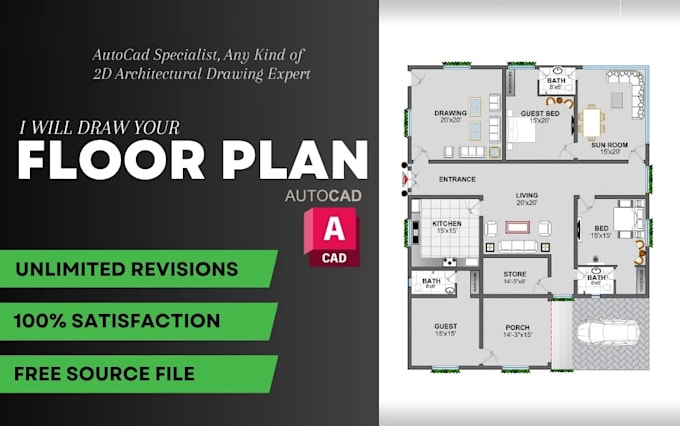 Gig Preview - Redraw 2d floor plans, architectural drawings autocad