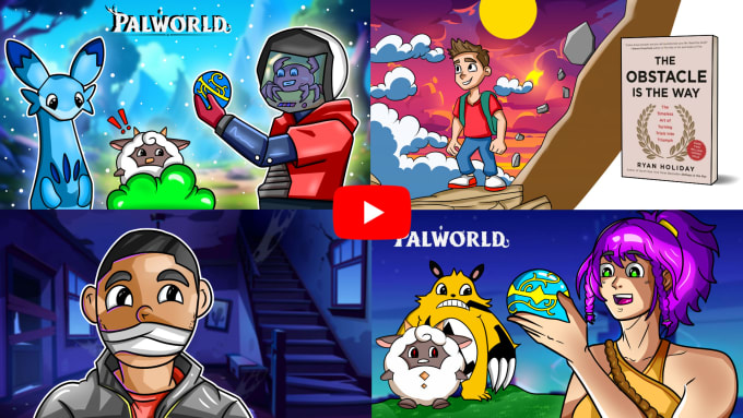 Gig Preview - Eye catching cartoon thumbnails for youtube